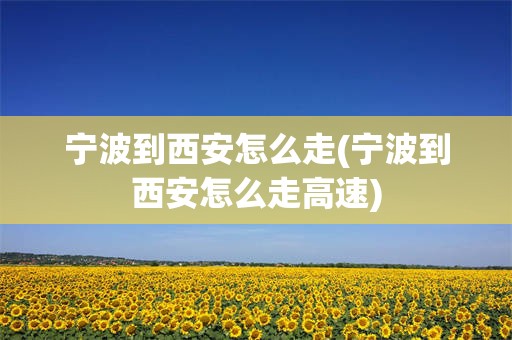 宁波到西安怎么走(宁波到西安怎么走高速)