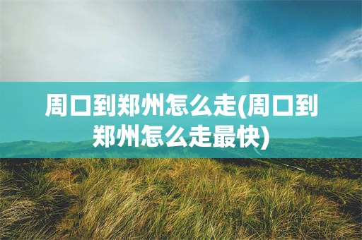 周口到郑州怎么走(周口到郑州怎么走最快)
