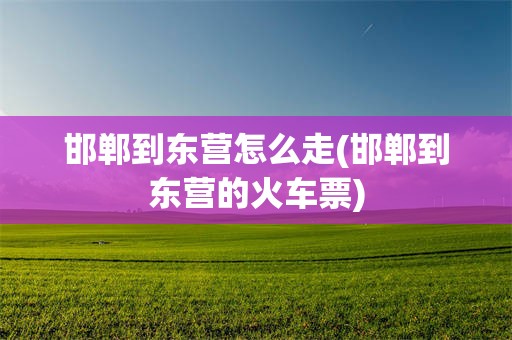 邯郸到东营怎么走(邯郸到东营的火车票)