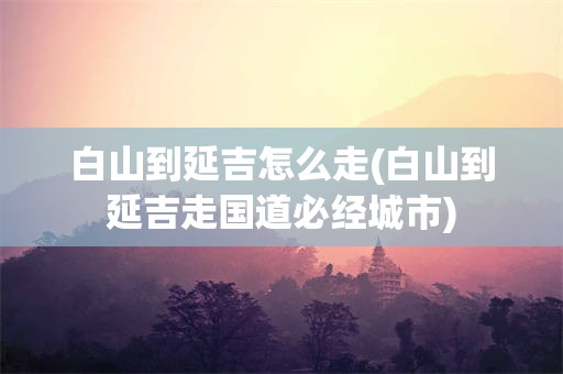 白山到延吉怎么走(白山到延吉走国道必经城市)