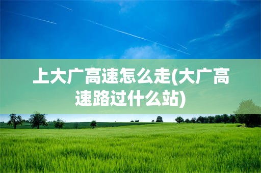 上大广高速怎么走(大广高速路过什么站)