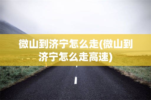 微山到济宁怎么走(微山到济宁怎么走高速)