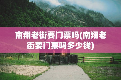 南翔老街要门票吗(南翔老街要门票吗多少钱)