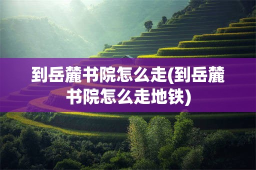 到岳麓书院怎么走(到岳麓书院怎么走地铁)
