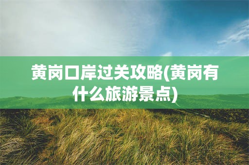黄岗口岸过关攻略(黄岗有什么旅游景点)