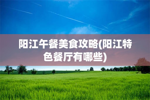 阳江午餐美食攻略(阳江特色餐厅有哪些)
