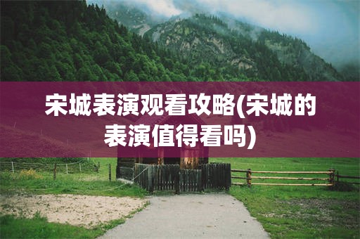 宋城表演观看攻略(宋城的表演值得看吗)
