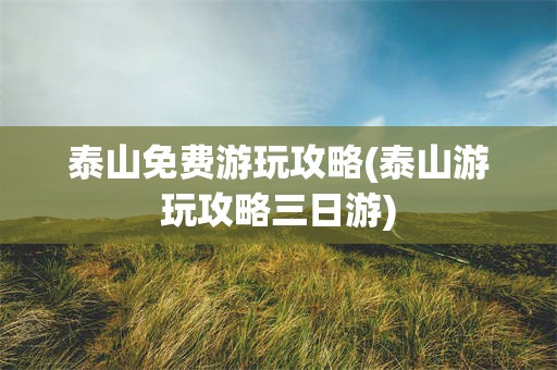 泰山免费游玩攻略(泰山游玩攻略三日游)