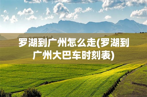 罗湖到广州怎么走(罗湖到广州大巴车时刻表)