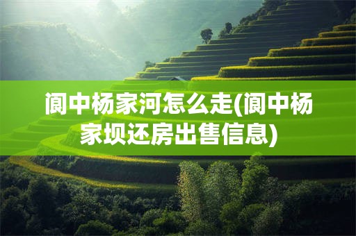 阆中杨家河怎么走(阆中杨家坝还房出售信息)