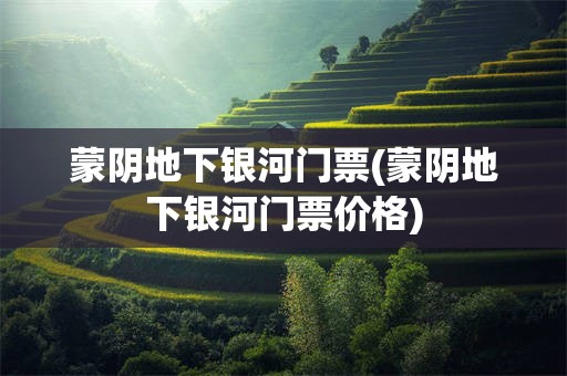 蒙阴地下银河门票(蒙阴地下银河门票价格)