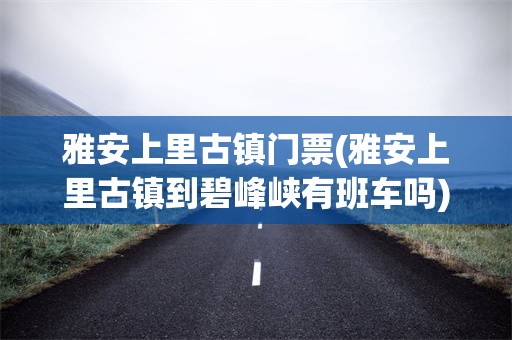雅安上里古镇门票(雅安上里古镇到碧峰峡有班车吗)