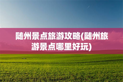 随州景点旅游攻略(随州旅游景点哪里好玩)
