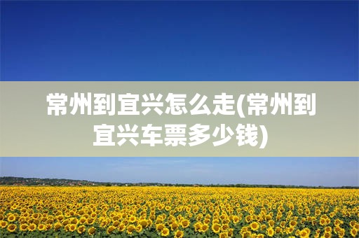 常州到宜兴怎么走(常州到宜兴车票多少钱)