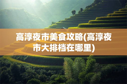 高淳夜市美食攻略(高淳夜市大排档在哪里)
