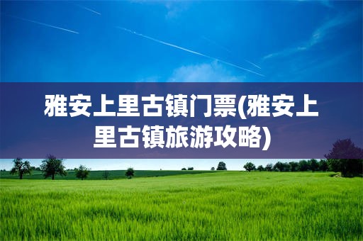 雅安上里古镇门票(雅安上里古镇旅游攻略)