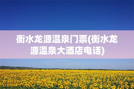 衡水龙源温泉门票(衡水龙源温泉大酒店电话)