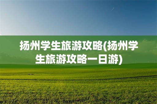 扬州学生旅游攻略(扬州学生旅游攻略一日游)