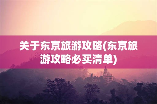 关于东京旅游攻略(东京旅游攻略必买清单)