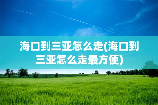 海口到三亚怎么走(海口到三亚怎么走最方便)