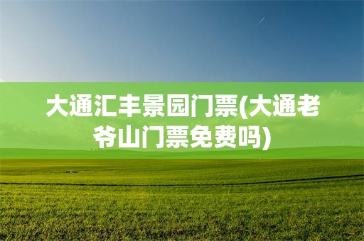 大通汇丰景园门票(大通老爷山门票免费吗)