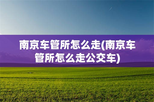 南京车管所怎么走(南京车管所怎么走公交车)