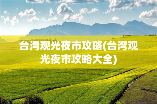 台湾观光夜市攻略(台湾观光夜市攻略大全)
