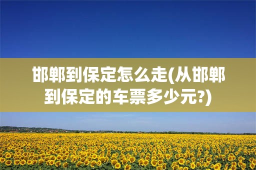 邯郸到保定怎么走(从邯郸到保定的车票多少元?)