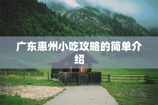 广东惠州小吃攻略的简单介绍