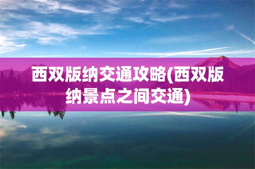 西双版纳交通攻略(西双版纳景点之间交通)