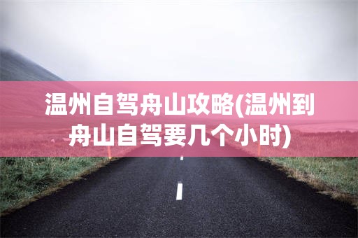 温州自驾舟山攻略(温州到舟山自驾要几个小时)