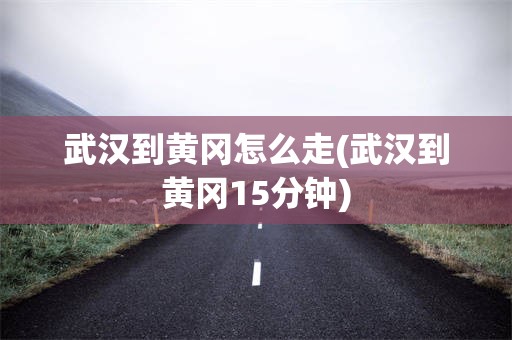 武汉到黄冈怎么走(武汉到黄冈15分钟)