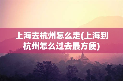 上海去杭州怎么走(上海到杭州怎么过去最方便)