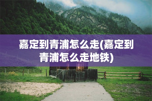 嘉定到青浦怎么走(嘉定到青浦怎么走地铁)