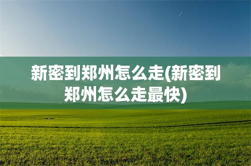 新密到郑州怎么走(新密到郑州怎么走最快)