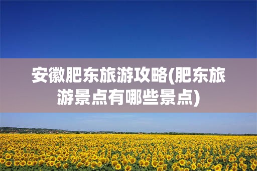 安徽肥东旅游攻略(肥东旅游景点有哪些景点)