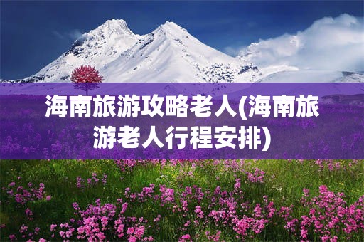 海南旅游攻略老人(海南旅游老人行程安排)