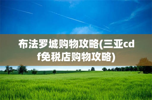 布法罗城购物攻略(三亚cdf免税店购物攻略)