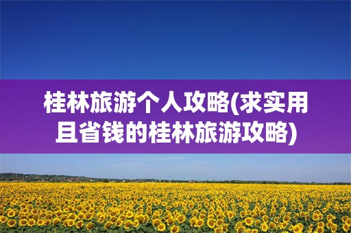桂林旅游个人攻略(求实用且省钱的桂林旅游攻略)