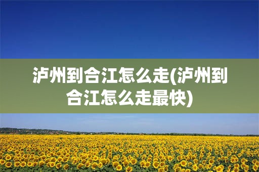 泸州到合江怎么走(泸州到合江怎么走最快)