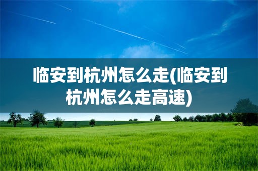 临安到杭州怎么走(临安到杭州怎么走高速)