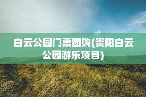 白云公园门票团购(贵阳白云公园游乐项目)