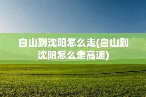 白山到沈阳怎么走(白山到沈阳怎么走高速)