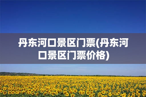 丹东河口景区门票(丹东河口景区门票价格)