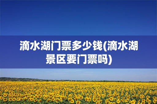 滴水湖门票多少钱(滴水湖景区要门票吗)