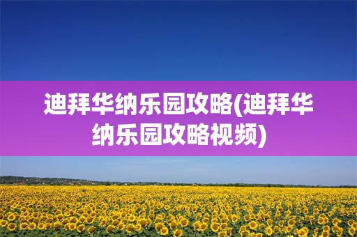 迪拜华纳乐园攻略(迪拜华纳乐园攻略视频)