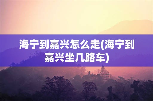 海宁到嘉兴怎么走(海宁到嘉兴坐几路车)