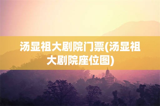 汤显祖大剧院门票(汤显祖大剧院座位图)