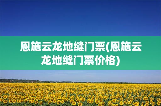 恩施云龙地缝门票(恩施云龙地缝门票价格)