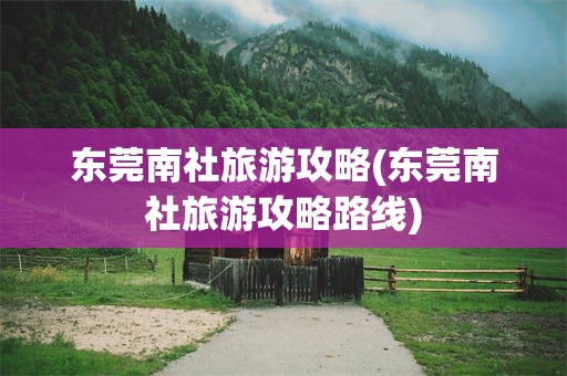 东莞南社旅游攻略(东莞南社旅游攻略路线)